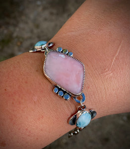 Pink Opal with Larimar Bracelet