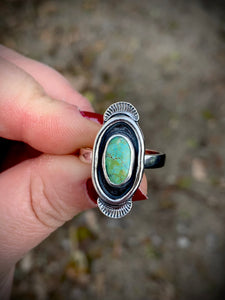 Turquoise Stamped Shadowbox Ring