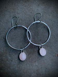 Rose Quartz Charm Hoops