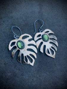 Peridot Monstera Earrings